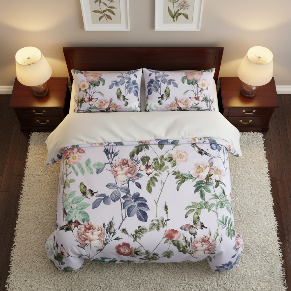 Juego de colchas y edredones modernos con estampado floral y de pájaros de Cathy Vintage 