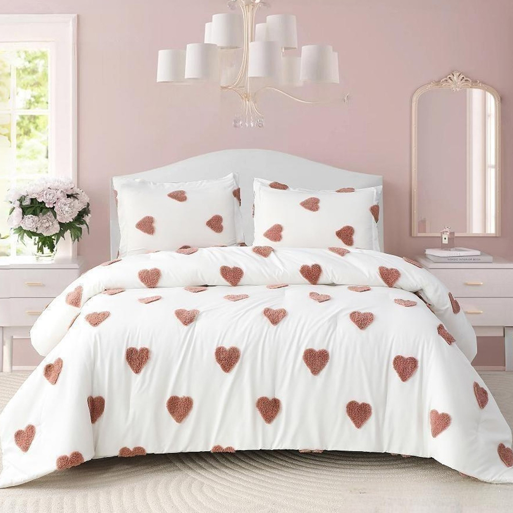 Conjunto de funda de edredón con bordado de chenilla y copete con corazón de Talulah, juego de cama