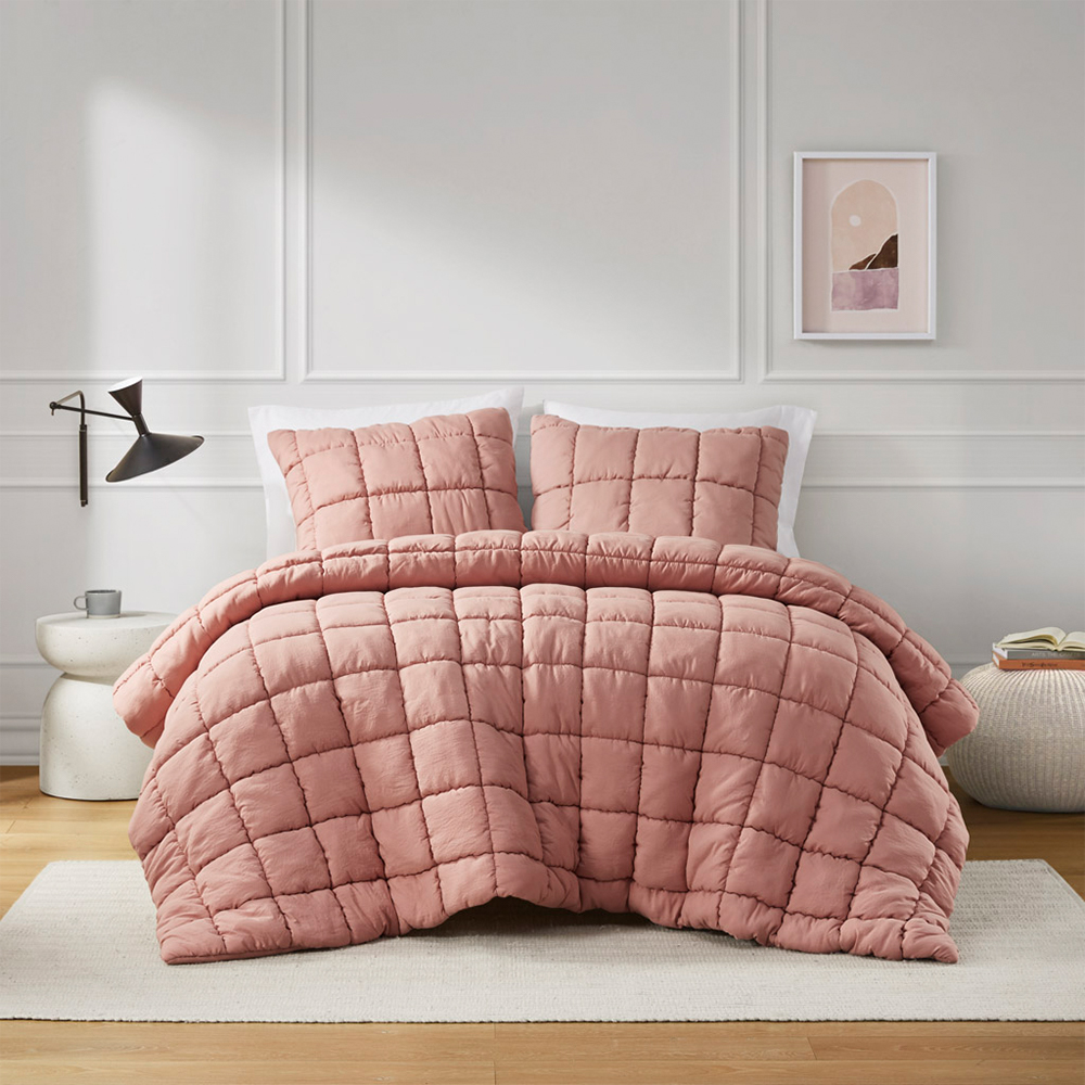 Conjunto de edredón acolchado Miya Grid Pom Pom Puffy