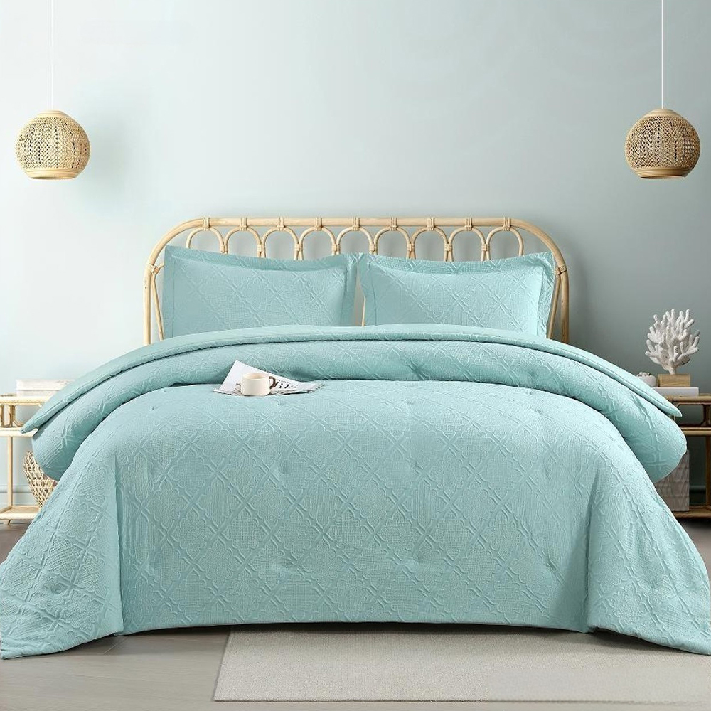 Conjunto de funda de edredón con estampado de diamantes geométricos texturizados de Lusso, juego de cama