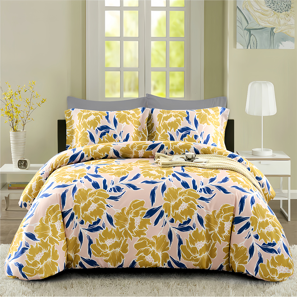 Colección de juegos de colchas con estampado floral y edredón de Della Botanical