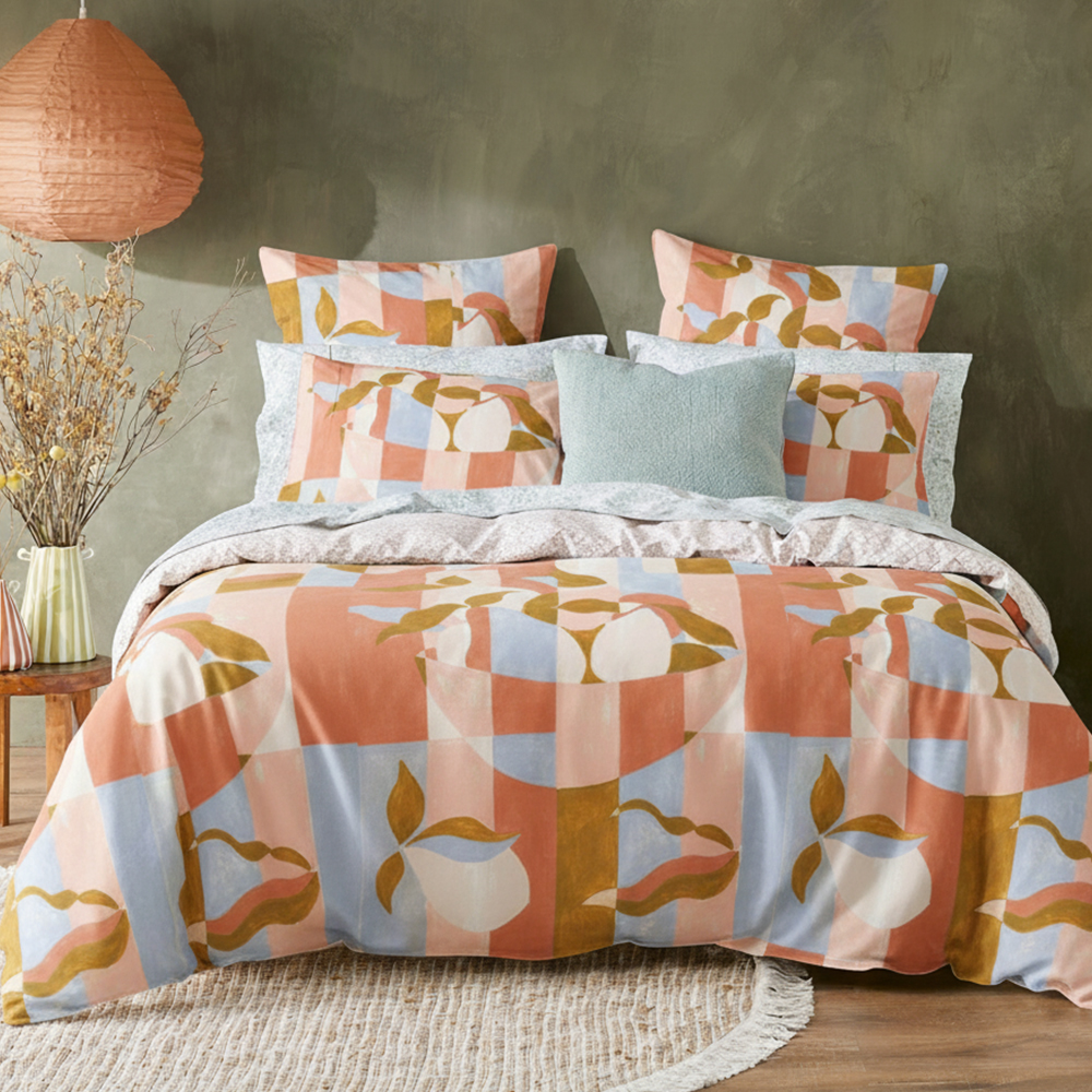 Juego de fundas de edredón con estampado de algodón y microfibra pura de Coleraine Watercolor Geometric Prints Juego de ropa de cama
