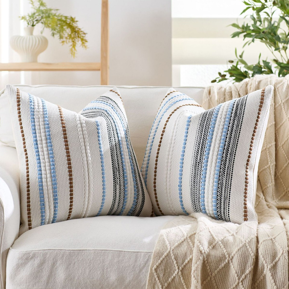 Almohada decorativa de cojín de chenilla a rayas