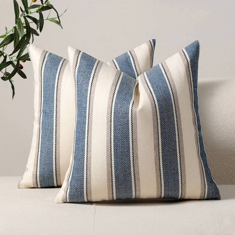 Almohada decorativa de cojín de poli lino a rayas