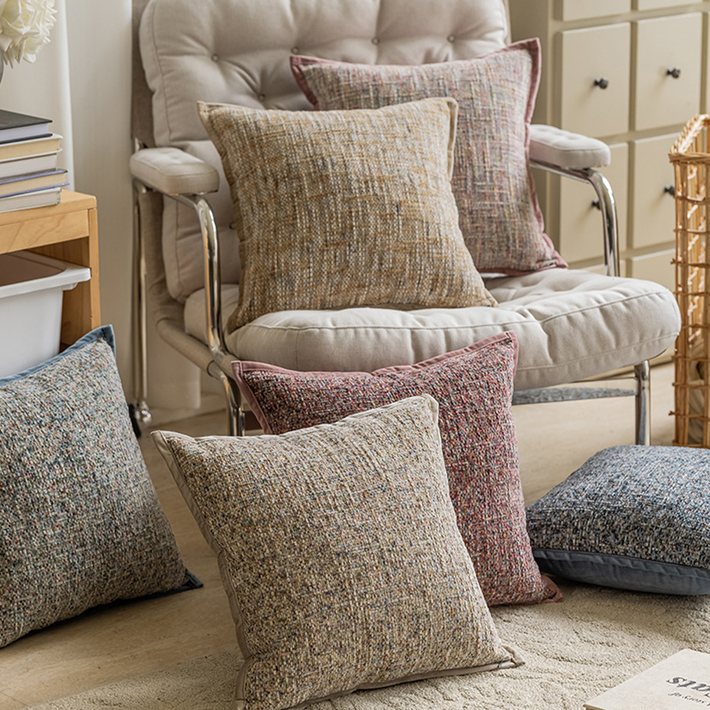 Almohada decorativa de cojín inspirada en Monet con textura de lino