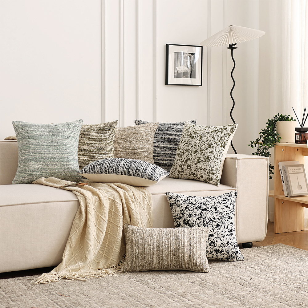 Almohada decorativa de cojín de chenilla a rayas