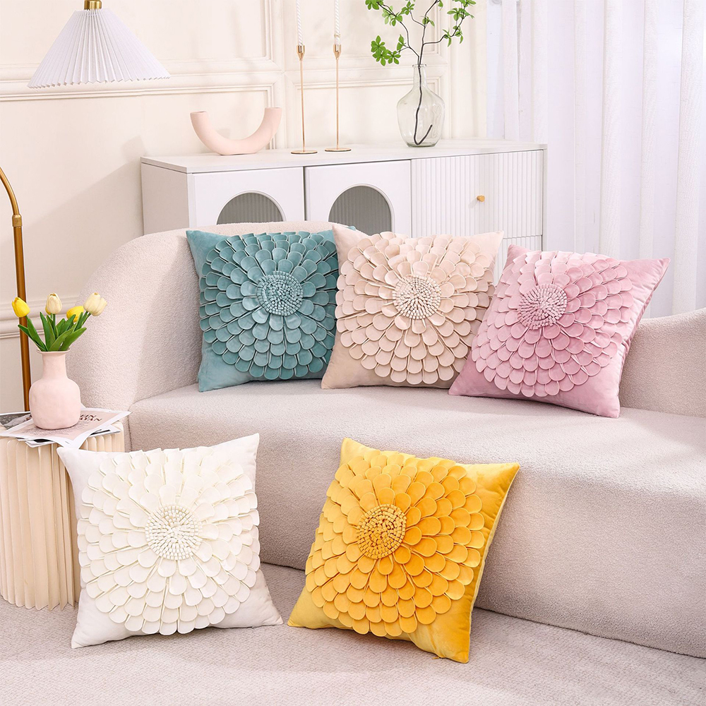 Almohada decorativa de cojín floral 3D hecha a mano
