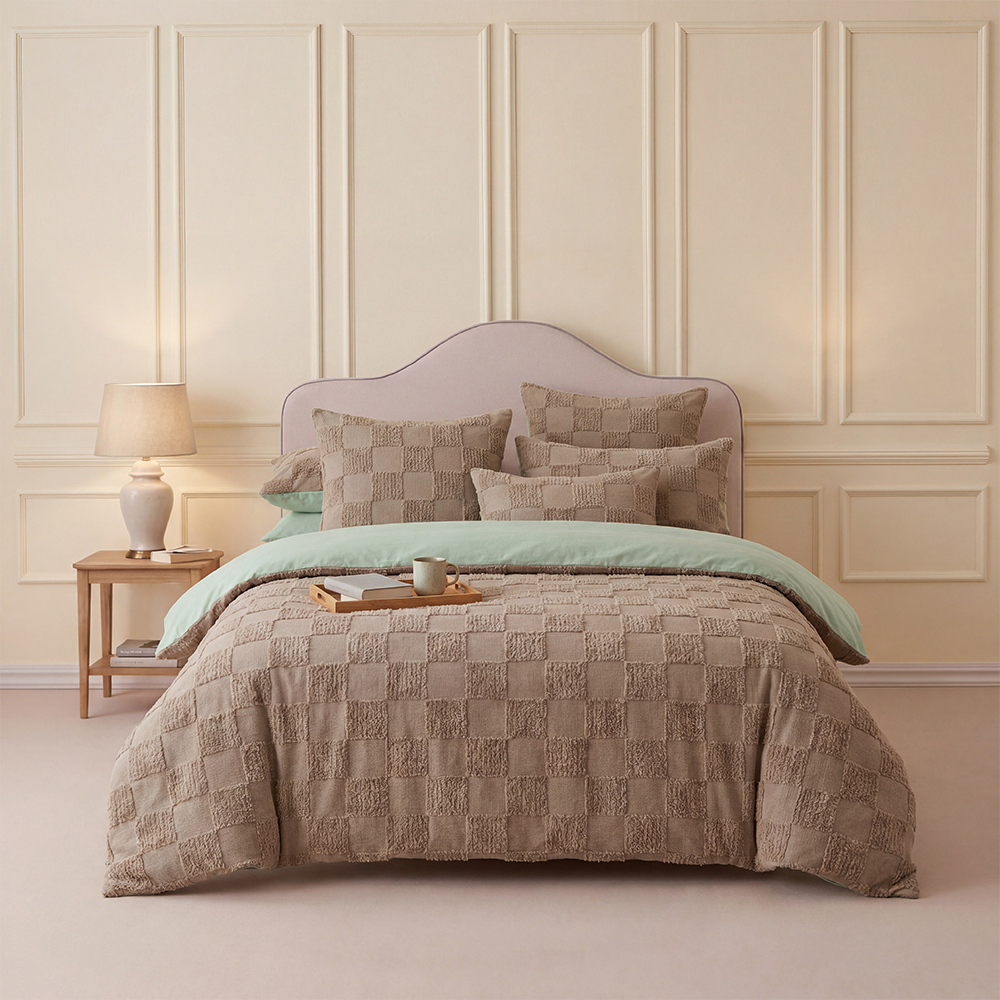 Check Tufted Comforter Set Modern Bedroom Collection